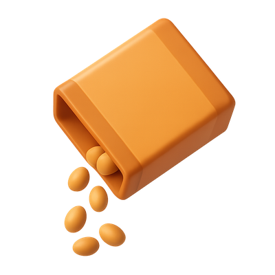 3D Icon of a Package Pouring Contents in Isometric View