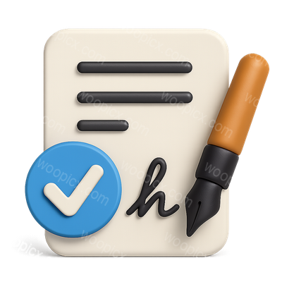 Stylized Document Icon with Checkmark and Pen