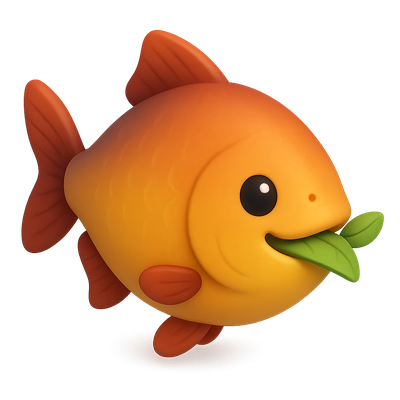 3D Icon of a Pacu Piranha with Vegetarian Features