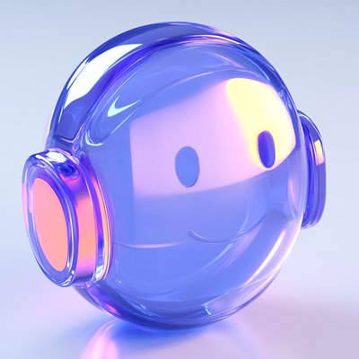 3D Render of a Smiling Cartoon Head with Headphones