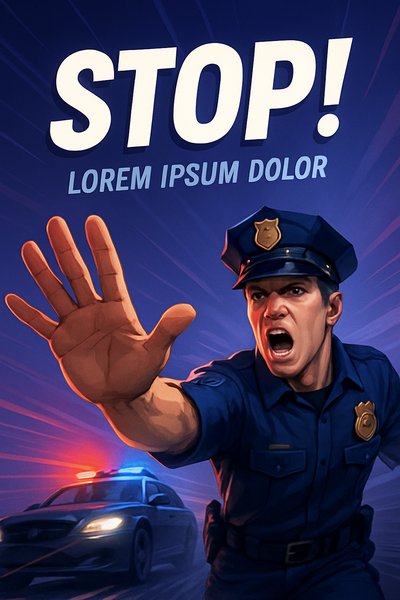 Dynamic police illustration with action theme