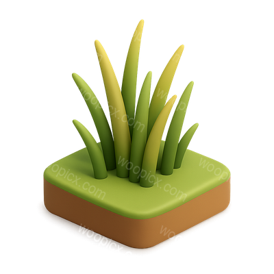 Stylized 3D Prairie Grass Icon with Volumetric Effect