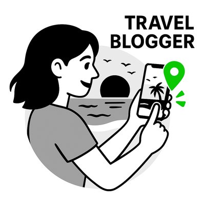 Illustration of a Travel Blogger Capturing a Scenic Moment