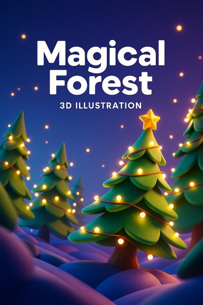Enchanting 3D Illustration of a Magical Forest