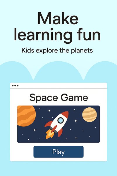 Fun Educational Game Graphic for Kids Featuring Space Theme