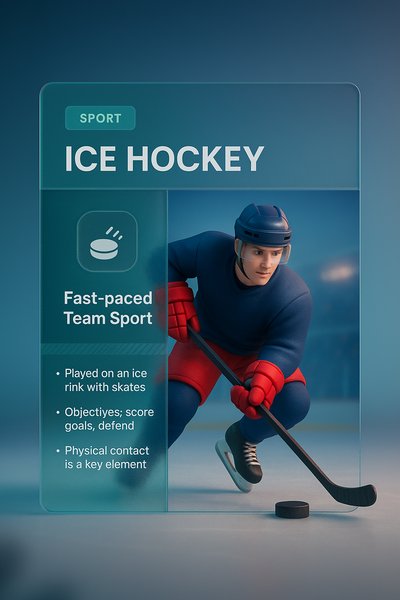 3D Ice Hockey Composition with Modern Design Elements