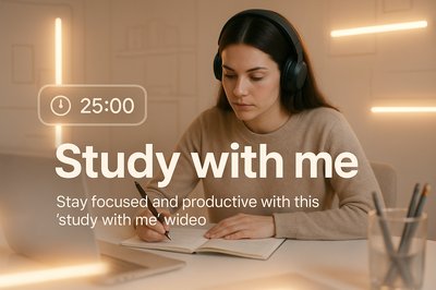 Engaging Study Session Video Thumbnail with Timer and Focused Atmosphere
