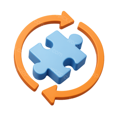 3D Puzzle Piece in Circular Flow Design
