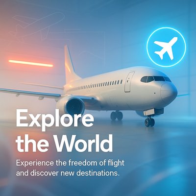 Promotional Graphic for Travel and Airlines Featuring Airplane Model