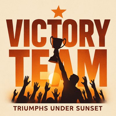 Celebratory Graphic Featuring Victory and Teamwork Theme
