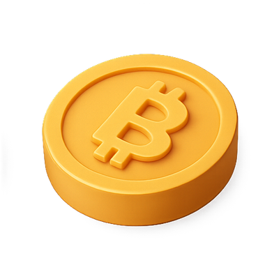 3D Rendered Bitcoin Coin in Vibrant Yellow