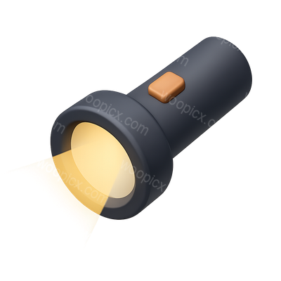 3D Icon of a Flashlight with Beam Effect