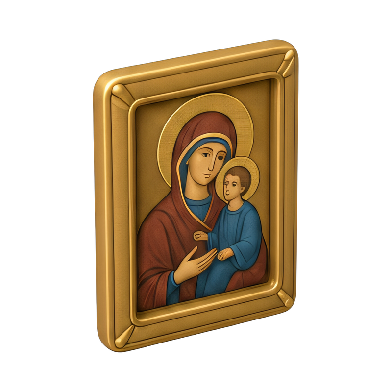 gilded frame with decorative icon