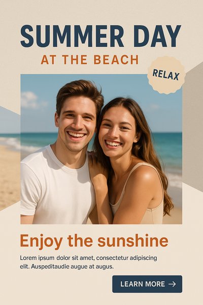 Happy Couple Smiling on a Summer Beach Day