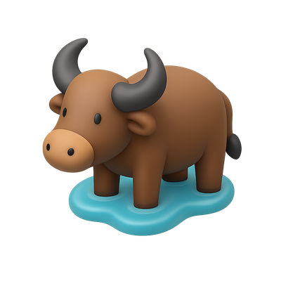 3D Asian Water Buffalo Icon in Isometric View