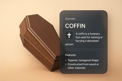 Elegant 3D Coffin Illustration with Informative Overlay