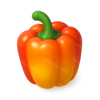 Vibrant 3D Bell Pepper Icon with Isometric Design