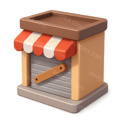 3D Closed Shop Icon with Isometric Design