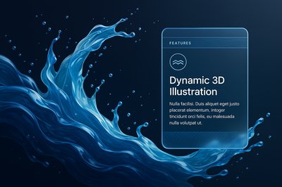 3D Abstract Water Waves Illustration for Web Design