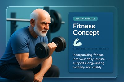 Senior Man Embracing Fitness in Gym - Healthy Lifestyle Concept