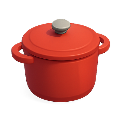 Stylized Red Cooking Pot with Lid