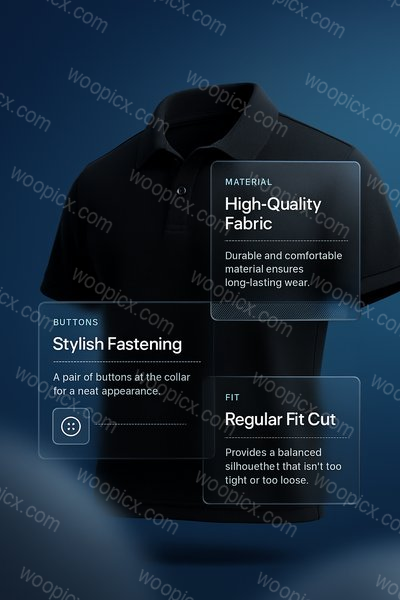 Realistic Black Polo Shirt Mockup with Stylish Features