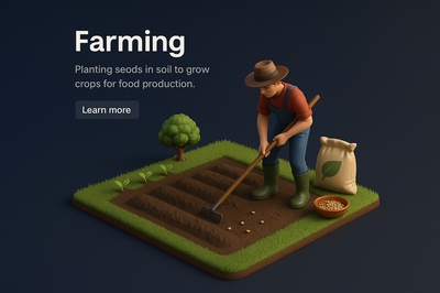 3D Farming Scene with Seed Planting Action