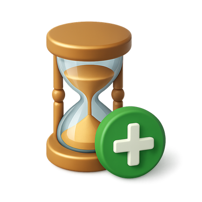 3D Hourglass with Plus Icon in Isometric Design
