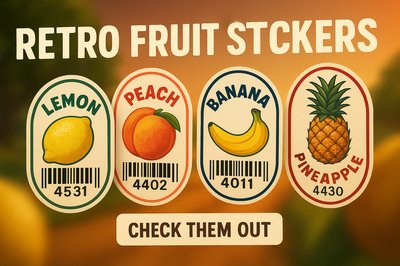 Vintage Fruit Stickers Collection with Barcodes
