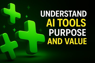 Promotional Graphic Highlighting AI Tools and Their Benefits