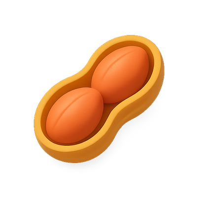 Stylized Peanut-Shaped Container with Orange Eggs