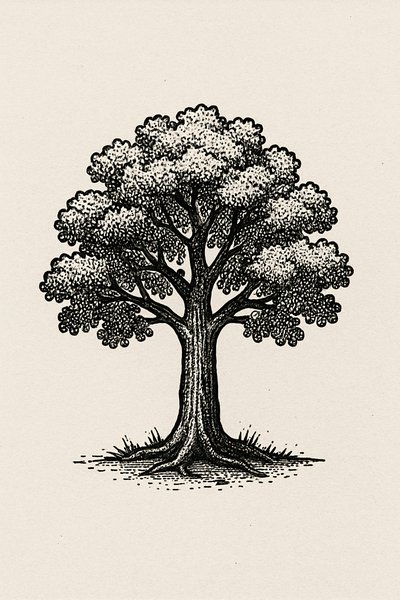 Illustrative Tree Design with Detailed Texture and Shading