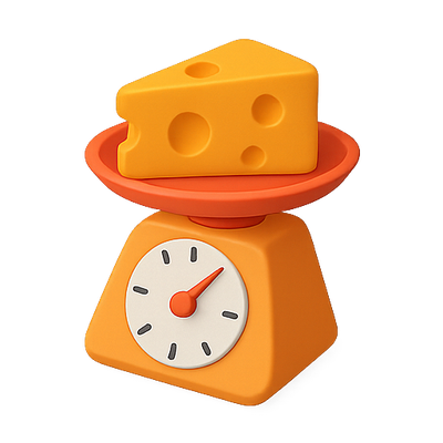3D Render of a Cheese on a Kitchen Scale
