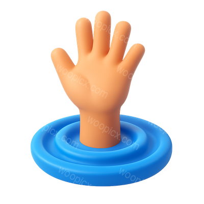 3D Hand Icon Emerging from Water Visual