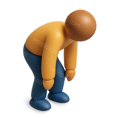 Stylized 3D Icon of a Bending Figure in Isometric View