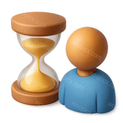 3D Hourglass Icon with Character in Isometric View
