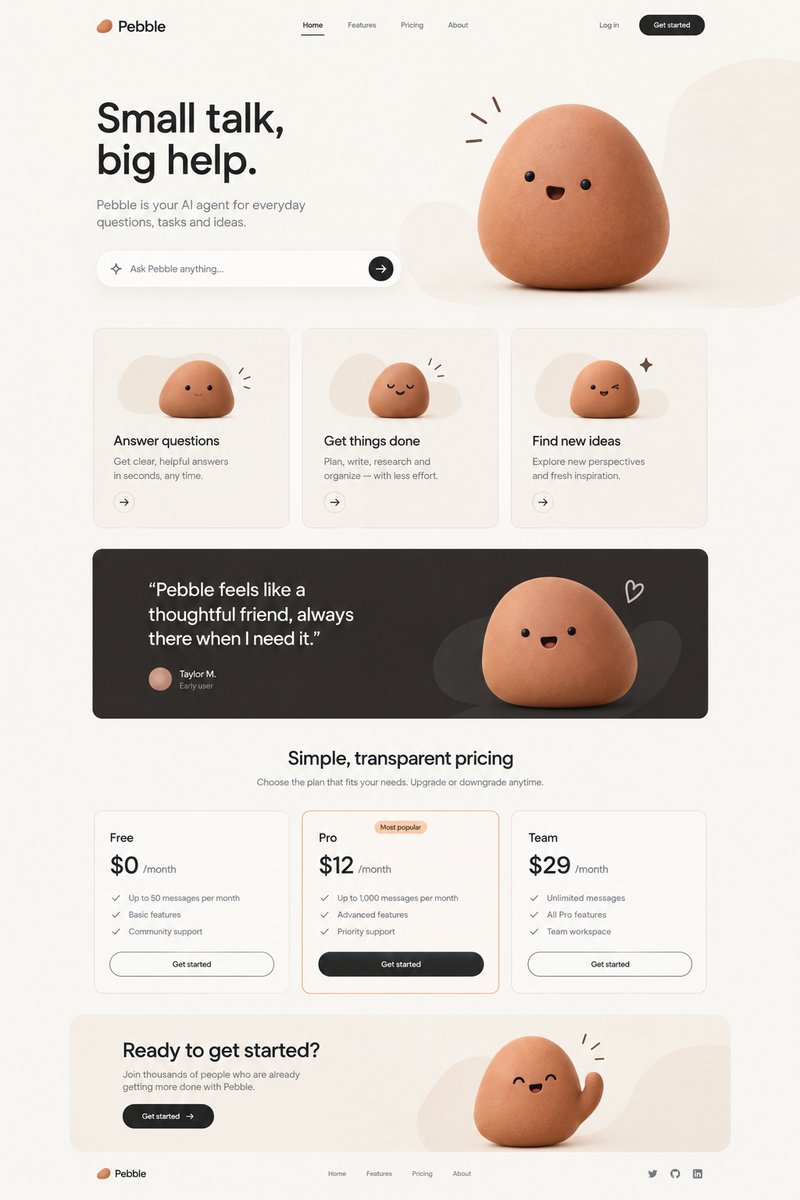AI agent landing page design