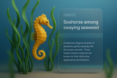 Seahorse Among Swaying Seaweed in 3D Illustration