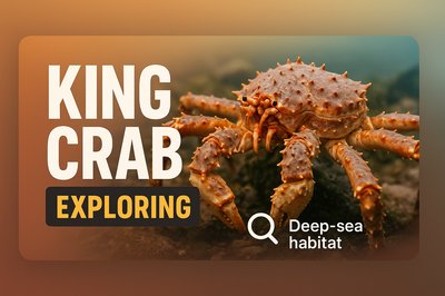 Vibrant Underwater Exploration Graphic Featuring King Crab