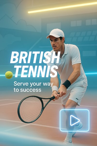 Dynamic Tennis Promotional Graphic Featuring Player in Action