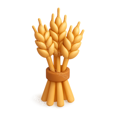 Stylized 3D Wheat Icon with Vibrant Colors