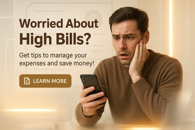 Concerned Individual Managing Finances with Smartphone