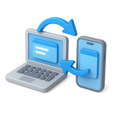 3D Icon of Computer and Smartphone Interaction