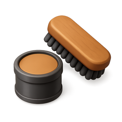 Stylish 3D Shoe Polish Icon with Brush Design