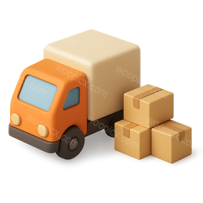 Stylized 3D Delivery Truck Icon with Boxes
