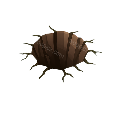Illustration of a Cracked Ground Hole with Roots