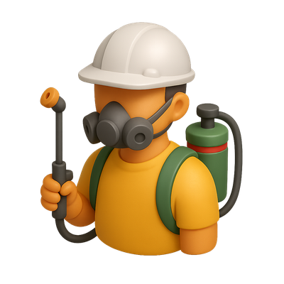3D Exterminator Icon with Equipment in Volumetric Style