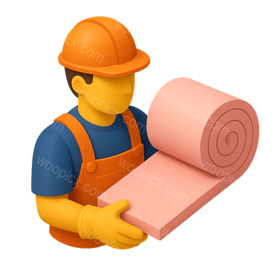 3D Insulation Installer Icon with Material Roll