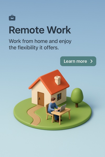 Zoomed Out 3D Scene of Remote Work Concept