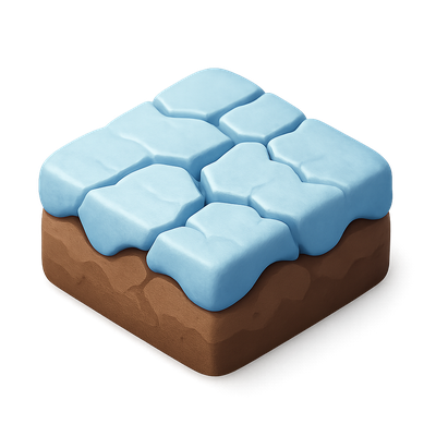 3D Tundra Icon of Frozen Ground with Isometric View